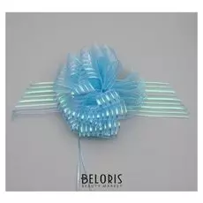 Бант-шар №10 "Полоски", цвет голубой