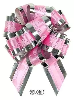 Бант-шар №3,2 "Воздушные сердца", цвет розовый