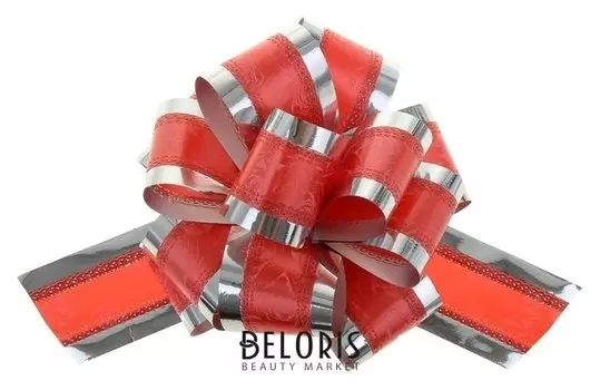 Бант-шар №5 "Розы в серебре", цвет красный