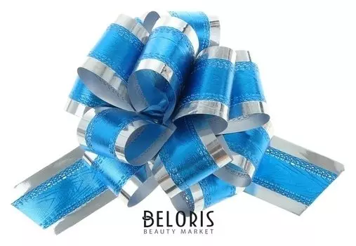 Бант-шар №5 синий в серебре