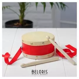 Барабан с 2 палочками на верёвке 12,5×12,5×6 см