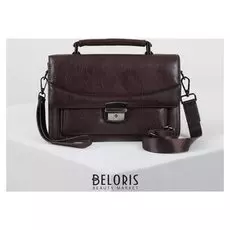 Барсетка мужская, 5 отделов на клапане, 3 наружных кармана, цвет коричневый