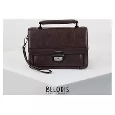 Барсетка мужская, 5 отделов на клапане, 3 наружных кармана, цвет коричневый