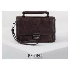 Барсетка мужская, 5 отделов на клапане, наружный карман, цвет коричневый