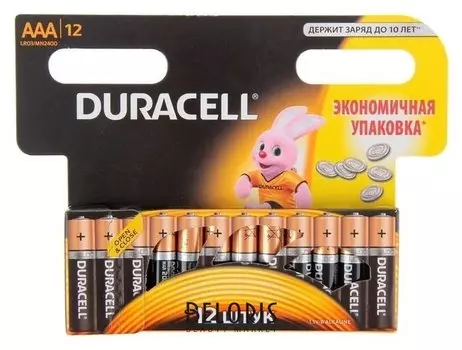 Батарейка алкалиновая Duracell Basic, Aaa, Lr03-12bl, 1.5в, блистер, 12 шт.