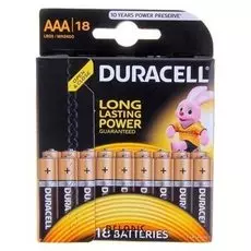 Батарейка алкалиновая Duracell Basic, Aaa, Lr03-18bl, 1.5в, блистер, 18 шт.
