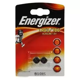 Батарейка алкалиновая Energizer, Lr43 (186)-2bl, 1.5в, блистер, 2 шт.