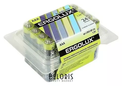 Батарейка алкалиновая Ergolux, Aaa, Lr03-24box (Lr03 Bp-24), 1.5в, набор 24 шт.