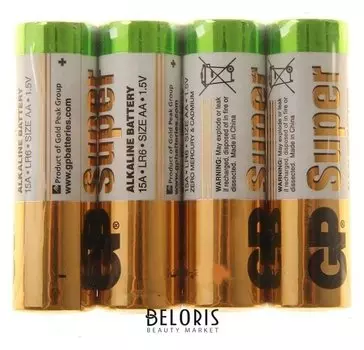 Батарейка алкалиновая GP Super, AA, Lr6-4s, 1.5в, спайка, 4 шт.