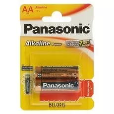 Батарейка алкалиновая Panasonic Alkaline Power, AA, Lr6-2bl, 1.5в, блистер, 2 шт