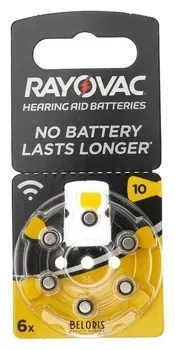 Батарейка цинковая Varta Rayovac Acoustic, Za-10 (Pr70, Da230)-6bl, 1.45в, блистер, 6 шт.