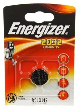 Батарейка литиевая Energizer, Cr2032-1bl, 3В, блистер, 1 шт.