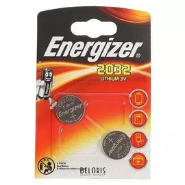 Батарейка литиевая Energizer, Cr2032-2bl, 3В, блистер, 2 шт.