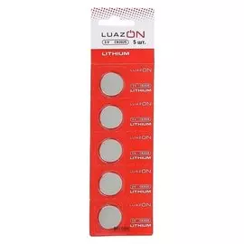 Батарейка литиевая Luazon, Cr2025, 3V, блистер, 5 шт