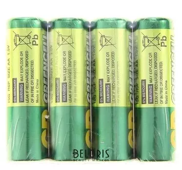 Батарейка солевая GP Greencell Extra Heavy Duty, AA, R6-4s, 1.5в, спайка, 4 шт.