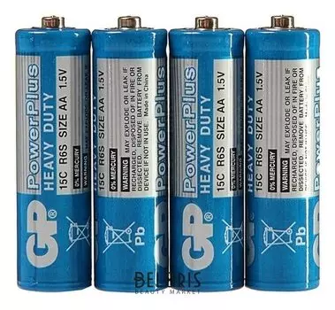 Батарейка солевая GP Powerplus Heavy Duty, AA, R6-4s, 1.5в, спайка, 4 шт.