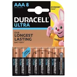 Батарейки DURACELL Ultra Power, AAA (LR03, 24А), алкалиновые, комплект 8 шт., в блистере