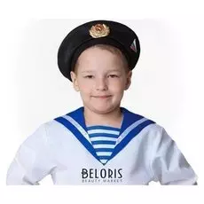 Бескозырка чёрная, уголок триколор, обхват головы 55-56 см