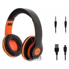 Беспроводные наушники Hq-5, складные, микрофон, слот Microsd, чёрно-оранжевые