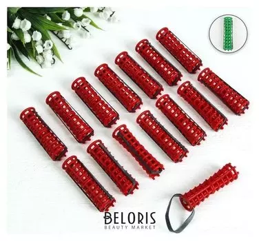 Бигуди на резинке, D = 1,5 см, цвет красный/чёрный