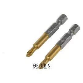 Биты Tundra, намагниченные, сталь S2, 58-60 Hrc, Tin, PH1 х 50 мм, 2 шт.