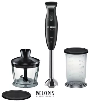Блендер погружной BOSCH MSM2620B, 600 Вт, 1 скорость, измельчитель 0,7 л, черный