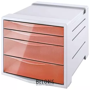 Блок из 4 закрытых лотков для бумаги, настольный, Esselte "Colour'Ice", 285х245х365 мм, оранжевый