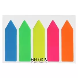 Блок-закладки с клеевым краем пластиковые 12*45мм, 5цв*20л Neon