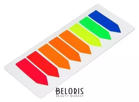 Блок-закладки с липким краем пластик «Стрелки», 25 листов х 8 цветов, флуоресцентный, 12 х 45 мм, в блистере, Calligrata