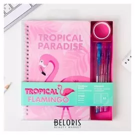 Блокнот со скотчем и ручкой Tropical Paradise