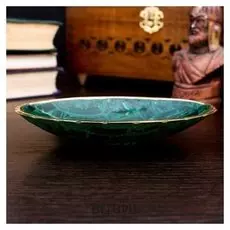 Блюдце малахитовое, овальное