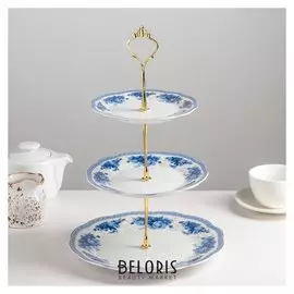 Блюдо 3 яруса:15,5/17/23 см "Дымка"