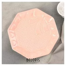 Блюдо "Бантик" 23,5х23,5х2,2 см, цвет розово-оранжевый