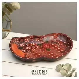 Блюдо дерево "Расписной цветок" батик 28х19х3 см