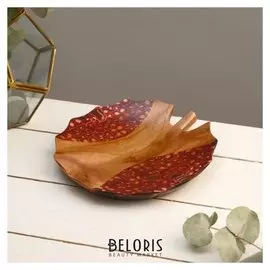 Блюдо дерево тик "Листок" батик 16х16х1,5 см