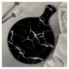 Блюдо для подачи «Мрамор», 36,7х26x0,8 см, цвет чёрный