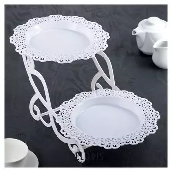 Блюдо для торта и пирожных двухъярусное D=24 см, 34х26х20 см