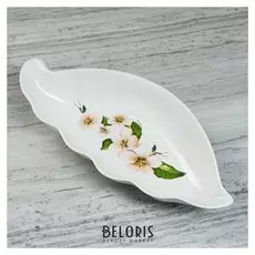 Блюдо "Гребешок" средний, белый с деколью