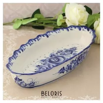Блюдо «Лоток», глубокий, 36х17х6 см, гжель