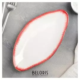 Блюдо овальное «Медуза», 23×12×2 см, цвет красный/белый