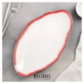 Блюдо овальное «Медуза», 28×16×2,5 см, цвет красный/белый