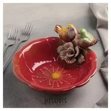 Блюдо сервировочное «Соловушки», 18×8 см, цвет красный