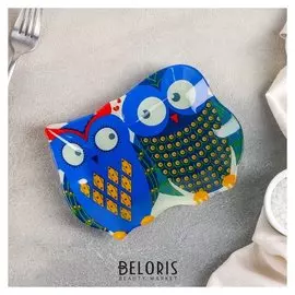 Блюдо сервировочное «Задумчивые совы», 18×13,1 см, цвет синий