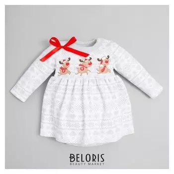 Боди-платье крошка Я "Олени", рост 62-68 см, белый