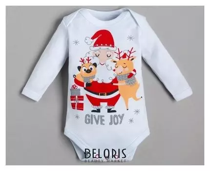 Боди с дл. рукавом крошка Я "Happy Winter", рост 62-68 см, белый