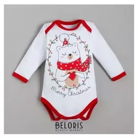 Боди с дл. рукавом крошка Я "Мишка", рост 68-74 см, белый