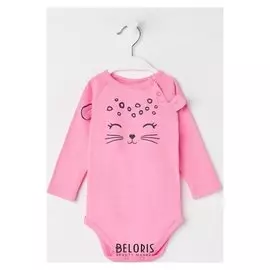Боди с длинным рукавом, цвет розовый, рост 68 см (6 месяцев)