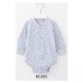 Боди с длинным рукавом Little Gentlemen, цвет серый/звёздочка, рост 56 см