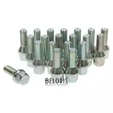 Болты 12x1,25 мм, длина 52/28 мм, под ключ 17 мм, конус, цинк, набор 20 шт