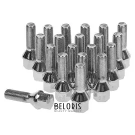 Болты 12x1,5 мм, длина 58/33 мм, под ключ 17 мм, конус, хром, набор 20 шт